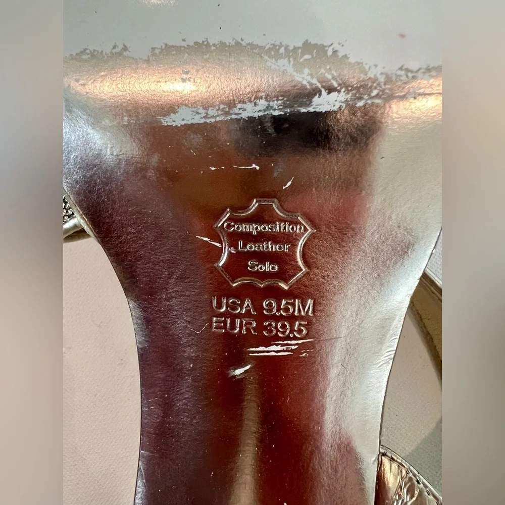 Nina Women’s Leather Slingback Gold Silver Heels  Size 9.5 - Picture 8 of 10